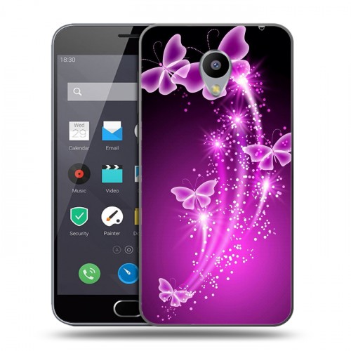 Дизайнерский пластиковый чехол для Meizu M2 Note Бабочки фиолетовые