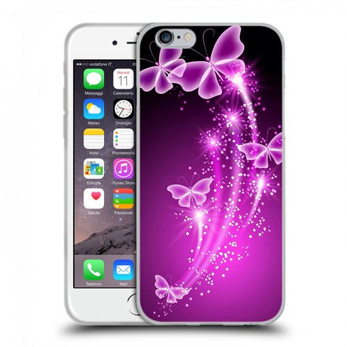 Дизайнерский пластиковый чехол для Iphone 6/6s Бабочки фиолетовые