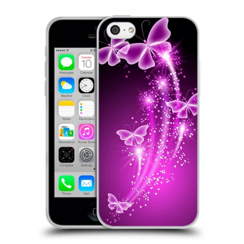 Дизайнерский пластиковый чехол для Iphone 5c Бабочки фиолетовые