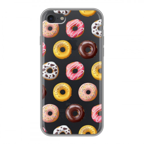 Полупрозрачный дизайнерский силиконовый чехол для Iphone 7 Прозрачные пончики