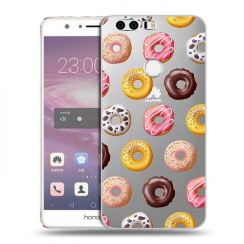 Полупрозрачный дизайнерский пластиковый чехол для Huawei Honor 8 Прозрачные пончики