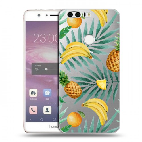 Полупрозрачный дизайнерский пластиковый чехол для Huawei Honor 8 Прозрачные ананасы
