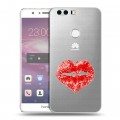 Полупрозрачный дизайнерский пластиковый чехол для Huawei Honor 8 Прозрачные поцелуи