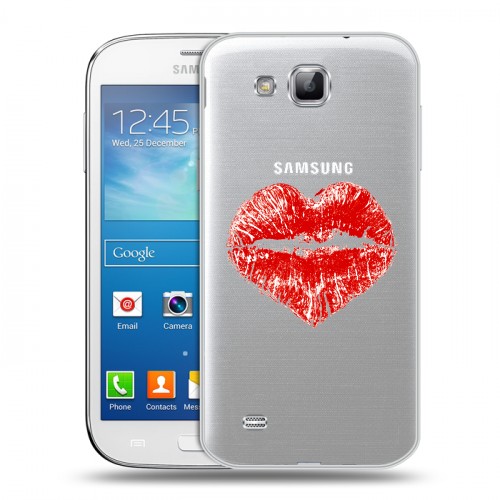 Полупрозрачный дизайнерский пластиковый чехол для Samsung Galaxy Premier Прозрачные поцелуи