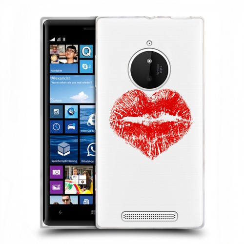 Полупрозрачный дизайнерский пластиковый чехол для Nokia Lumia 830 Прозрачные поцелуи
