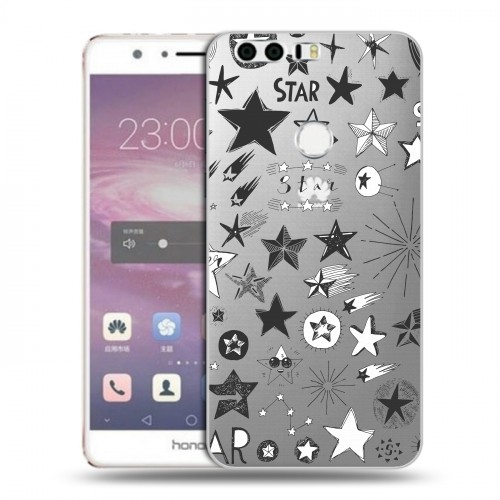 Полупрозрачный дизайнерский пластиковый чехол для Huawei Honor 8 Прозрачные звезды
