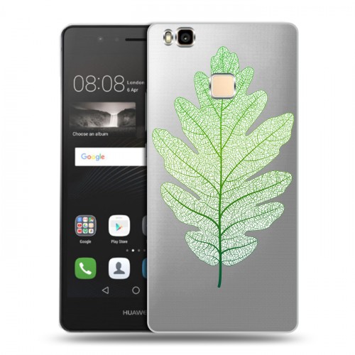 Полупрозрачный дизайнерский пластиковый чехол для Huawei P9 Lite Прозрачные листья
