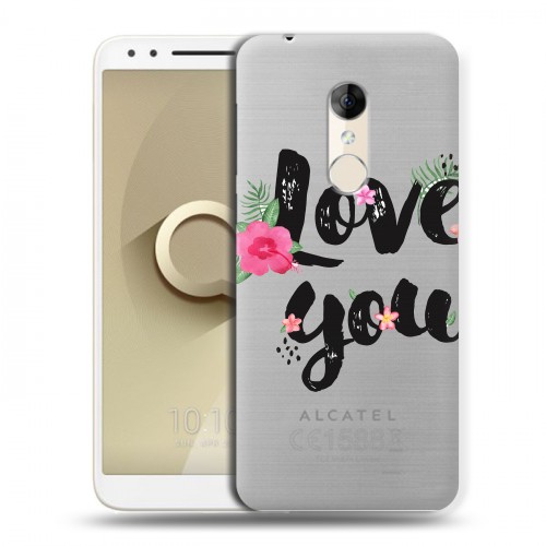 Полупрозрачный дизайнерский пластиковый чехол для Alcatel 3 Слова любви