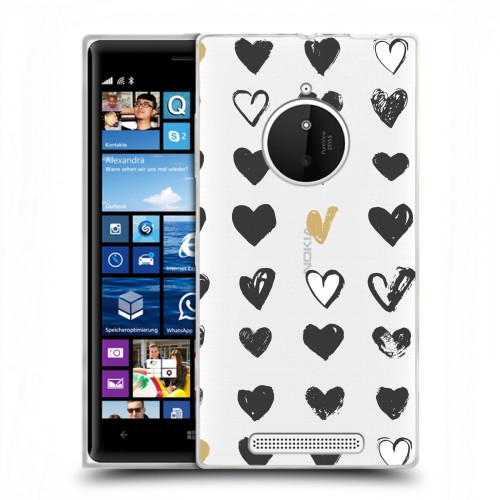Полупрозрачный дизайнерский пластиковый чехол для Nokia Lumia 830 Стильные сердца