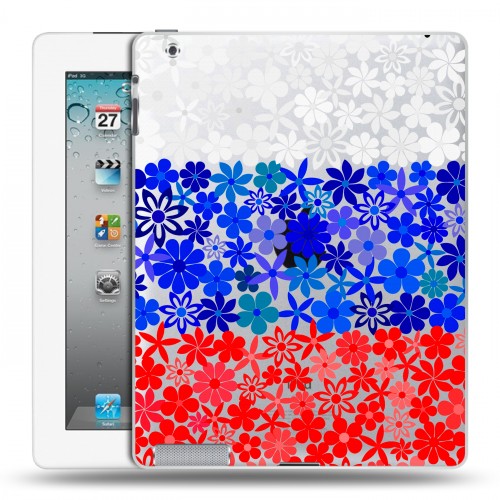 Полупрозрачный дизайнерский пластиковый чехол для Ipad 2/3/4 Российский флаг