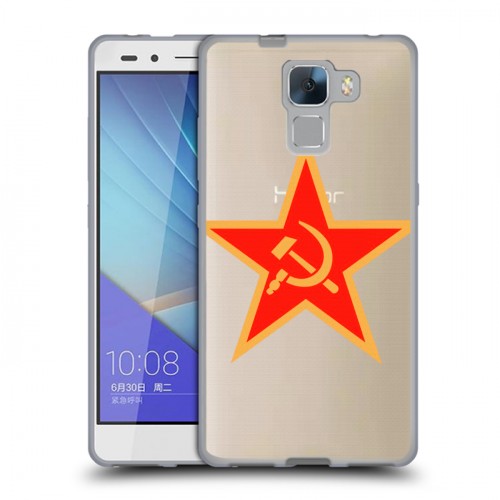 Полупрозрачный дизайнерский пластиковый чехол для Huawei Honor 7 Флаг СССР