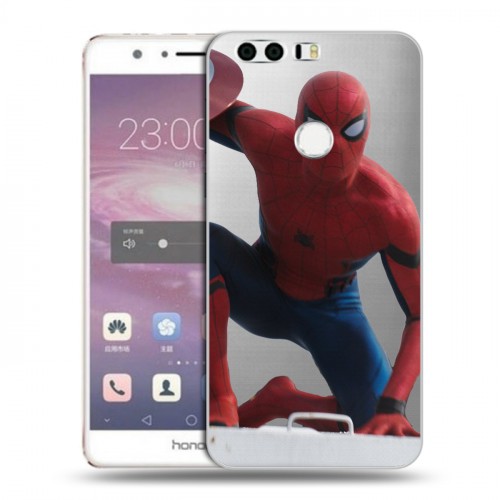 Полупрозрачный дизайнерский пластиковый чехол для Huawei Honor 8 Человек-паук