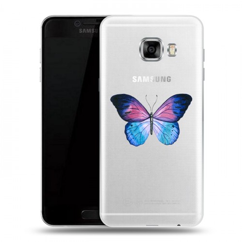 Полупрозрачный дизайнерский пластиковый чехол для Samsung Galaxy C5 прозрачные Бабочки 
