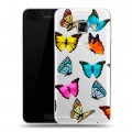 Полупрозрачный дизайнерский пластиковый чехол для Samsung Galaxy C5 прозрачные Бабочки 