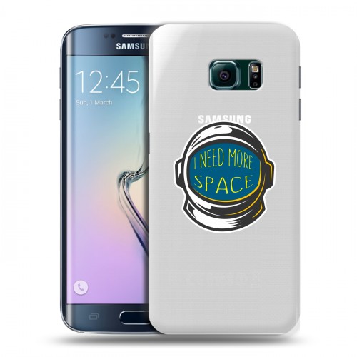 Полупрозрачный дизайнерский пластиковый чехол для Samsung Galaxy S6 Edge Прозрачный космос