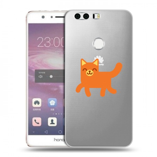 Полупрозрачный дизайнерский пластиковый чехол для Huawei Honor 8 Прозрачные кошки