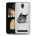 Полупрозрачный дизайнерский пластиковый чехол для ASUS ZenFone Go 4.5 Прозрачные кошки