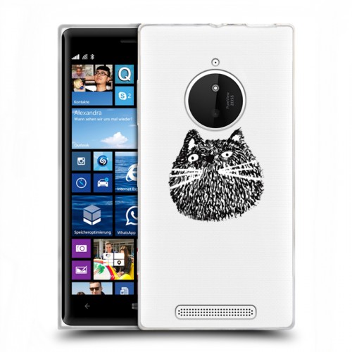 Полупрозрачный дизайнерский пластиковый чехол для Nokia Lumia 830 Прозрачные кошки
