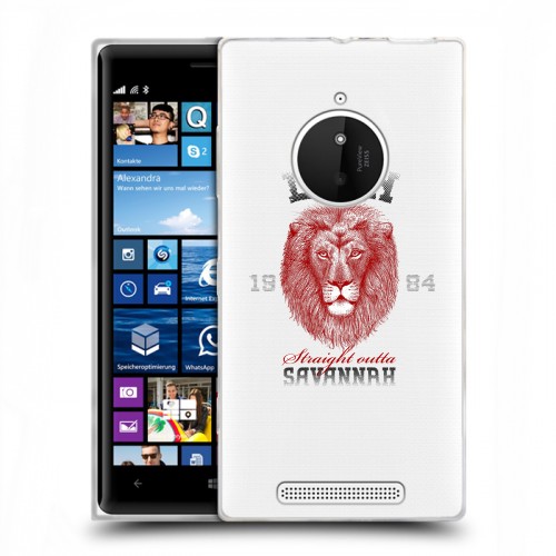 Полупрозрачный дизайнерский пластиковый чехол для Nokia Lumia 830 Символика льва