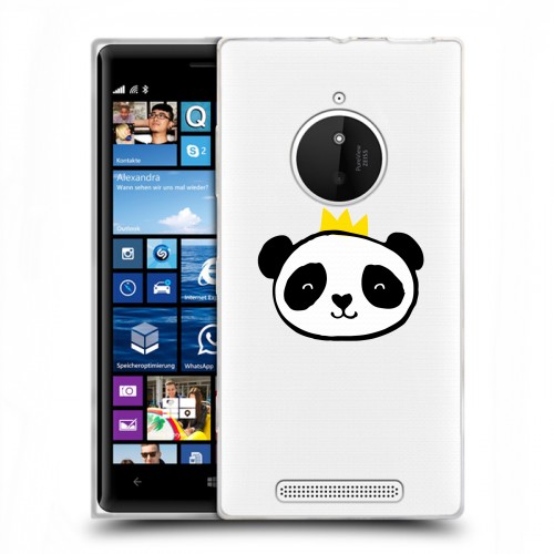Полупрозрачный дизайнерский пластиковый чехол для Nokia Lumia 830 Прозрачные панды - смайлики