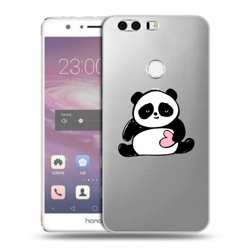 Полупрозрачный дизайнерский пластиковый чехол для Huawei Honor 8 Прозрачные панды - смайлики