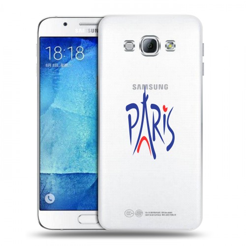 Полупрозрачный дизайнерский пластиковый чехол для Samsung Galaxy A8 Прозрачные париж