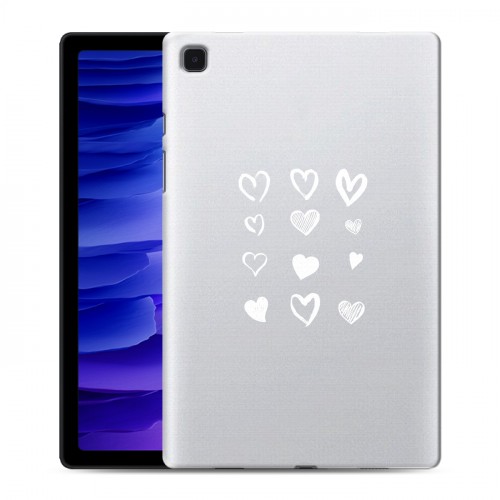 Полупрозрачный дизайнерский пластиковый чехол для Samsung Galaxy Tab A7 10.4 (2020) Прозрачные сердечки