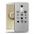Полупрозрачный дизайнерский пластиковый чехол для Alcatel 3 Прозрачные сердечки