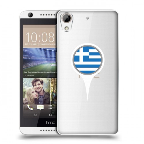 Полупрозрачный дизайнерский пластиковый чехол для HTC Desire 626 флаг греции