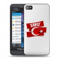 Полупрозрачный дизайнерский пластиковый чехол для BlackBerry Z10 Флаг Турции