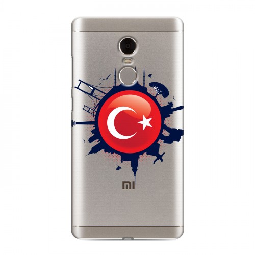 Полупрозрачный дизайнерский пластиковый чехол для Xiaomi RedMi Note 4 Флаг Турции