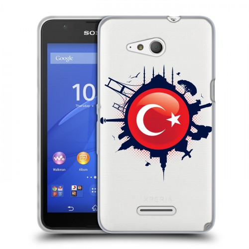 Полупрозрачный дизайнерский пластиковый чехол для Sony Xperia E4g Флаг Турции