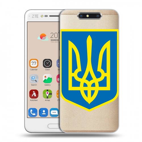 Полупрозрачный дизайнерский пластиковый чехол для ZTE Blade V8 Флаг Украины
