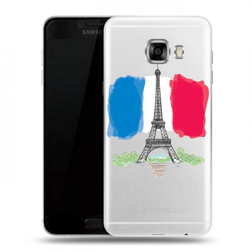 Полупрозрачный дизайнерский пластиковый чехол для Samsung Galaxy C5 Флаг Франции