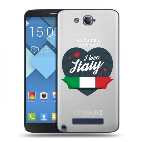 Полупрозрачный дизайнерский пластиковый чехол для Alcatel One Touch Hero Флаг Италии