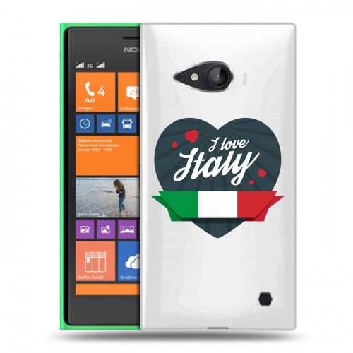 Полупрозрачный дизайнерский пластиковый чехол для Nokia Lumia 730/735 Флаг Италии