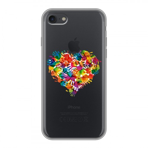 Полупрозрачный дизайнерский силиконовый чехол для Iphone 7 Прозрачные сердечки