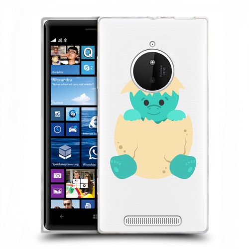 Полупрозрачный дизайнерский пластиковый чехол для Nokia Lumia 830 Прозрачные Драконы