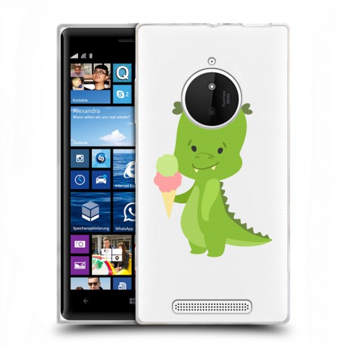 Полупрозрачный дизайнерский пластиковый чехол для Nokia Lumia 830 Прозрачные Драконы