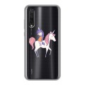 Полупрозрачный дизайнерский силиконовый чехол для Xiaomi Mi 9 Lite Прозрачные лошади и единороги 