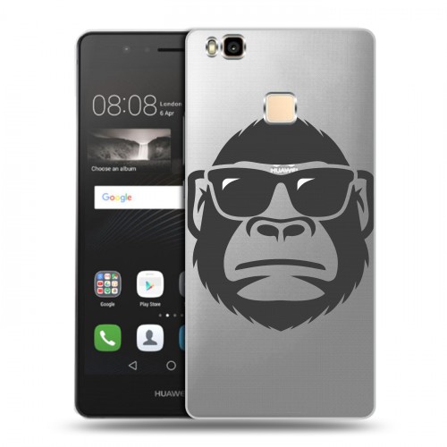 Полупрозрачный дизайнерский пластиковый чехол для Huawei P9 Lite Прозрачные обезьяны