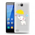 Полупрозрачный дизайнерский пластиковый чехол для Huawei Honor 3c Прозрачные слоны