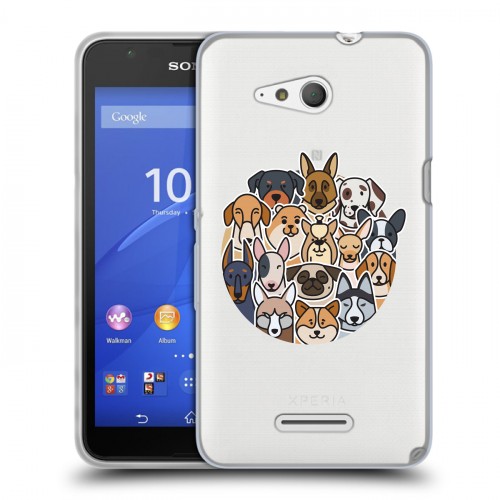 Полупрозрачный дизайнерский пластиковый чехол для Sony Xperia E4g Прозрачные собаки