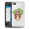 Полупрозрачный дизайнерский пластиковый чехол для BlackBerry Z10 Прозрачные собаки