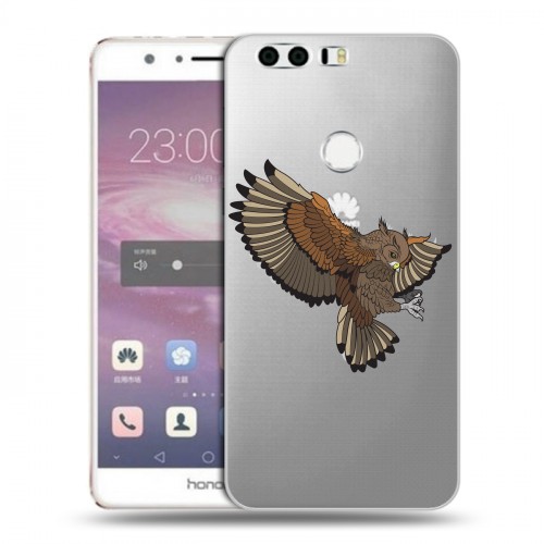 Полупрозрачный дизайнерский пластиковый чехол для Huawei Honor 8 Прозрачные совы