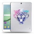 Дизайнерский силиконовый чехол для Samsung Galaxy Tab S2 9.7 Прозрачные леопарды
