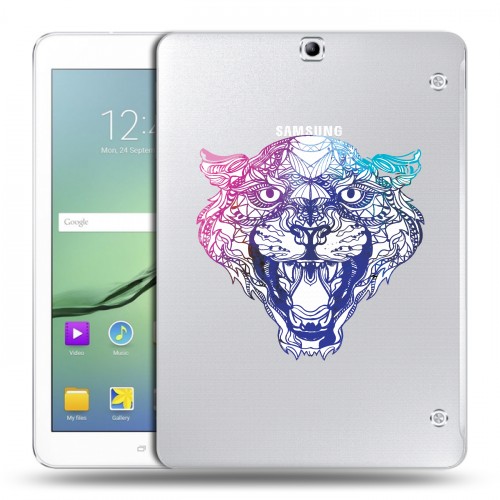 Дизайнерский силиконовый чехол для Samsung Galaxy Tab S2 9.7 Прозрачные леопарды