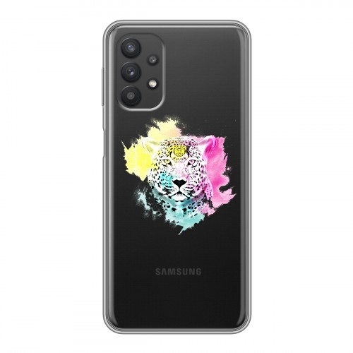 Дизайнерский силиконовый чехол для Samsung Galaxy A32 Прозрачные леопарды