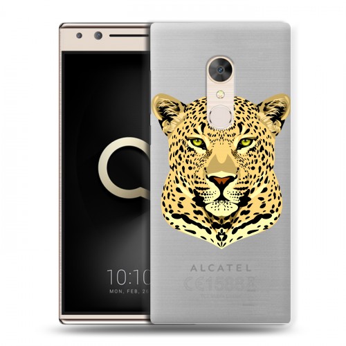 Дизайнерский пластиковый чехол для Alcatel 5 Прозрачные леопарды