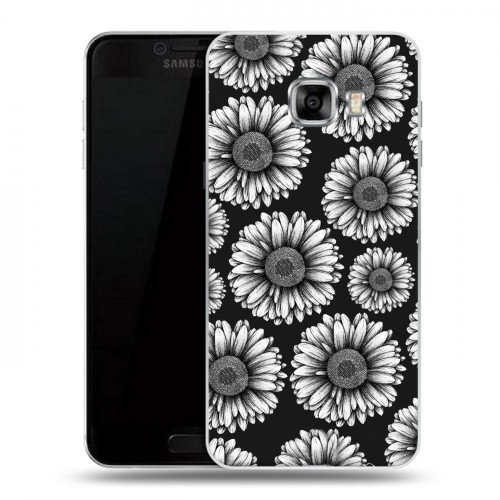 Дизайнерский пластиковый чехол для Samsung Galaxy C5 Черно-белые цветы